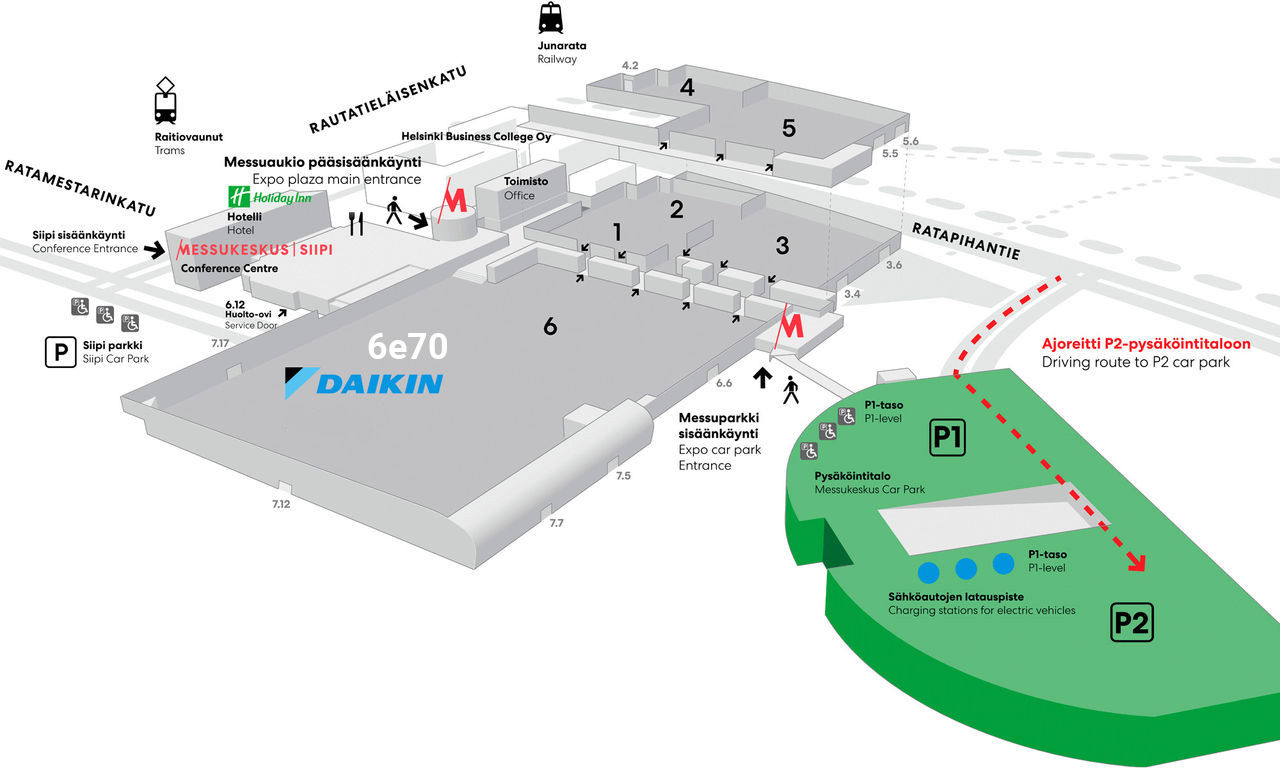 Finnbuild 2024 osastokartta Daikin lämpöpumput ja ilmanvaihtojärjestelmät