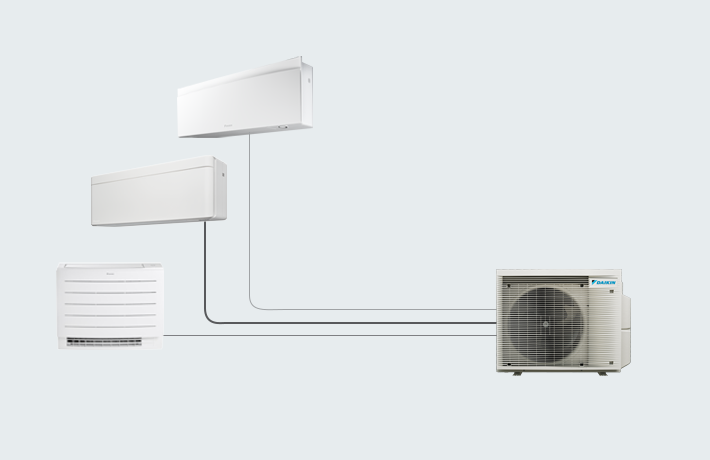 Kuva viidestä kytketystä Daikin-yksiköstä