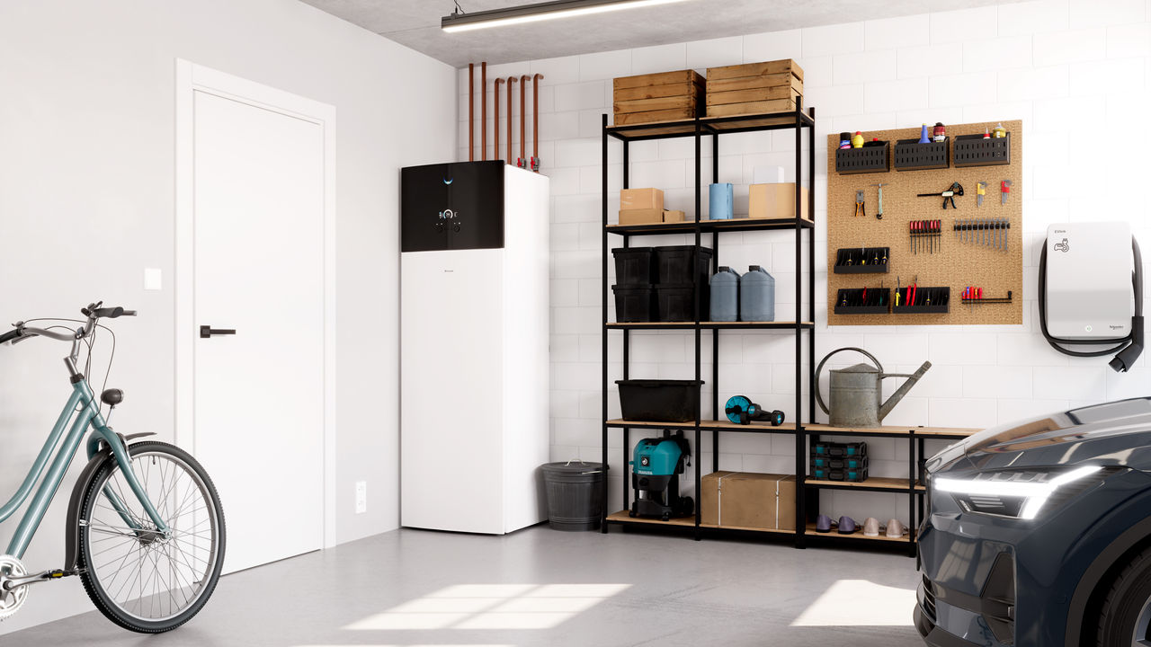 Asennuskuva Multi+ varaajasta autotallissa